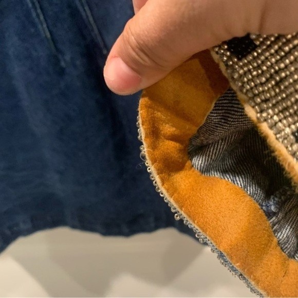 Vintage mixed media wrangler jacket size L. Leather , suede , cotton, beaded - Picture 3 of 13